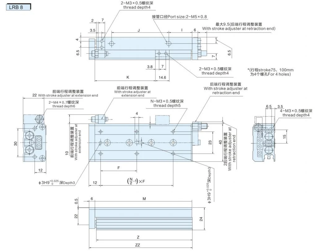 China Supplier Compact Pneumatic Component Double Acting Slide Magnetic Air Cylinders